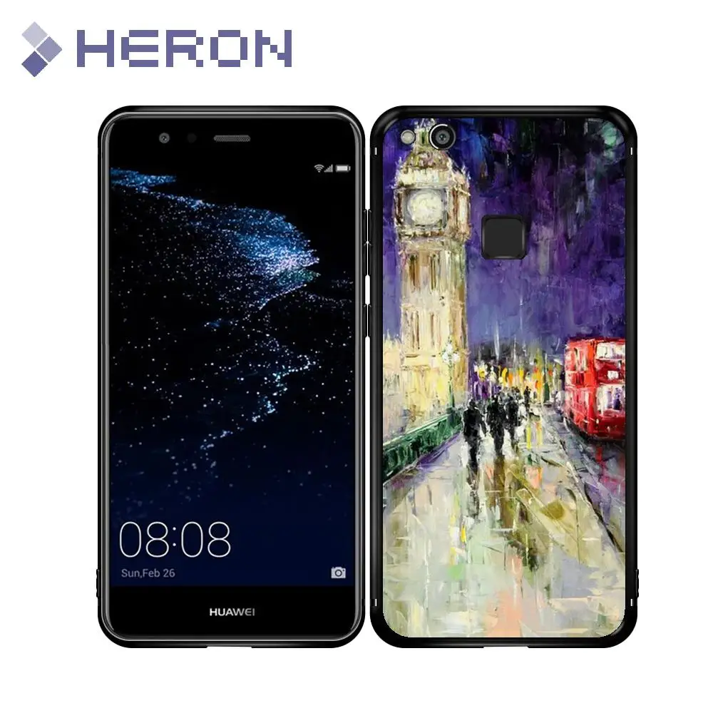 Super Thin Soft Black Matt Case For Huawei p10 lite Street View 24 Patterned TPU Back Cover Anti Finger Print |