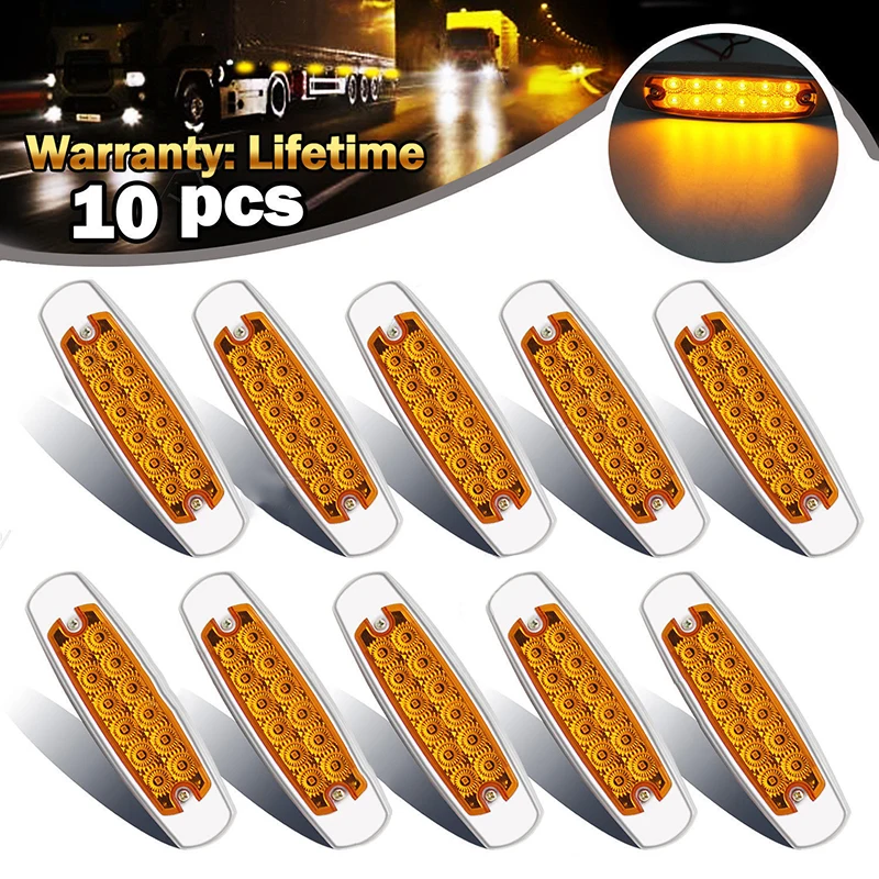 10x158*47*13 мм 12LED 12 V/24 V DC супер яркий желтый автомобильный Тяжелый Грузовик Боковые