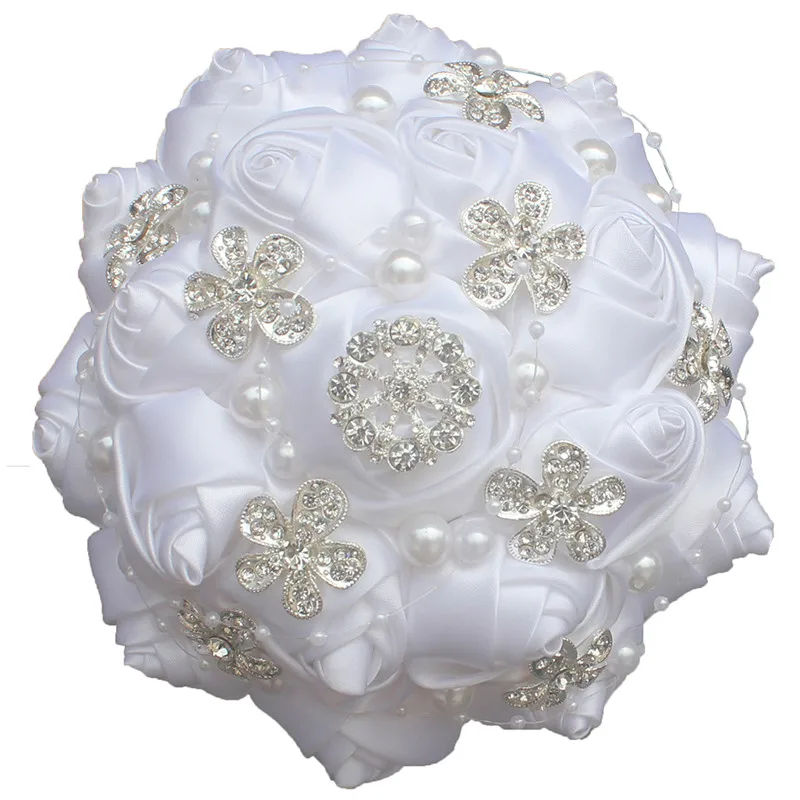 WifeLaI Новый 2018 Белый Свадебные цветы Букеты де mariage Bling Diamond букеты жемчужные buque de