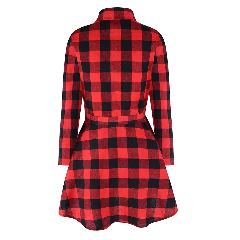 

Women's 3 Quarter Sleeve Shirt Dress With Plaid