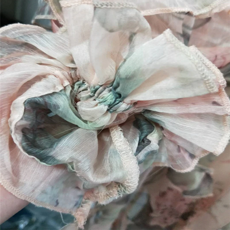 

Women's Hollow Out Ruffles Floral Print Chiffon Mini Dress Fashion Pink Runway Dress Sexy Backless Deep V neck Dress