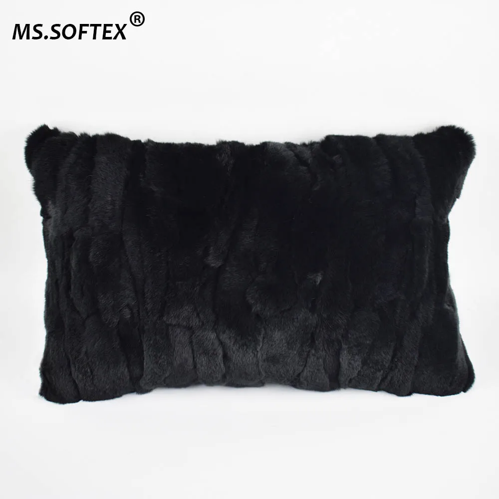 MS. Softex наволочка с натуральным мехом из кусков кроличьим мягкая плюшевая