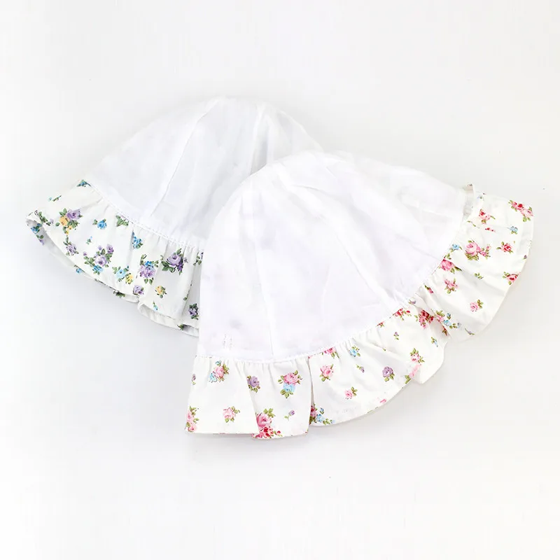 baby &amp kids girls summer floral print cute bow cotton casual sun hat bucket children fashion purple pnk ruffle play caps | Детская