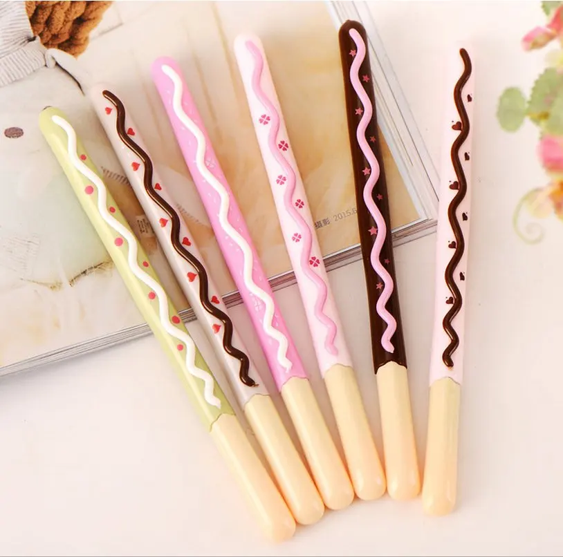 

2pcs/lot New Sweet Bow Biscuit design Gel Pen 0.38mm Black Fashion Style pen zakka Stationery office material School supplies