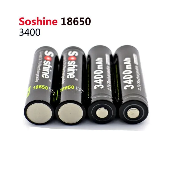 Soshine 4 шт. 18650 3 7 в 3400 мА/ч перезаряжаемые батареи защищенные с высоким разрядом