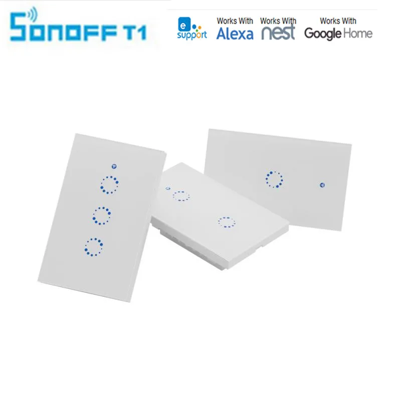 Sonoff T1 Wifi настенный выключатель беспроводной дистанционный светильник-реле приложение сенсорное управление Wifi умный переключатель работа с Google Home Alexa