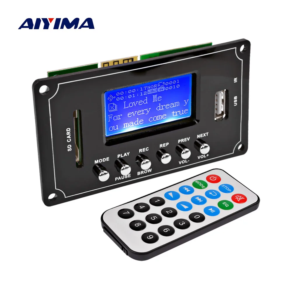 AIYIMA Беспроводной Bluetooth MP3 декодер доска 12 V декодирования аудио WMA FLAC USB SD AUX FM