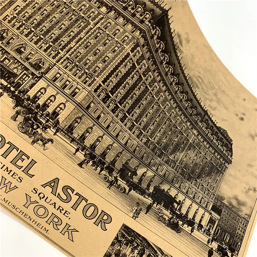 Винтажный Нью Йорк отель Astor бумажный плакат декоративной живописи Бар наклейки