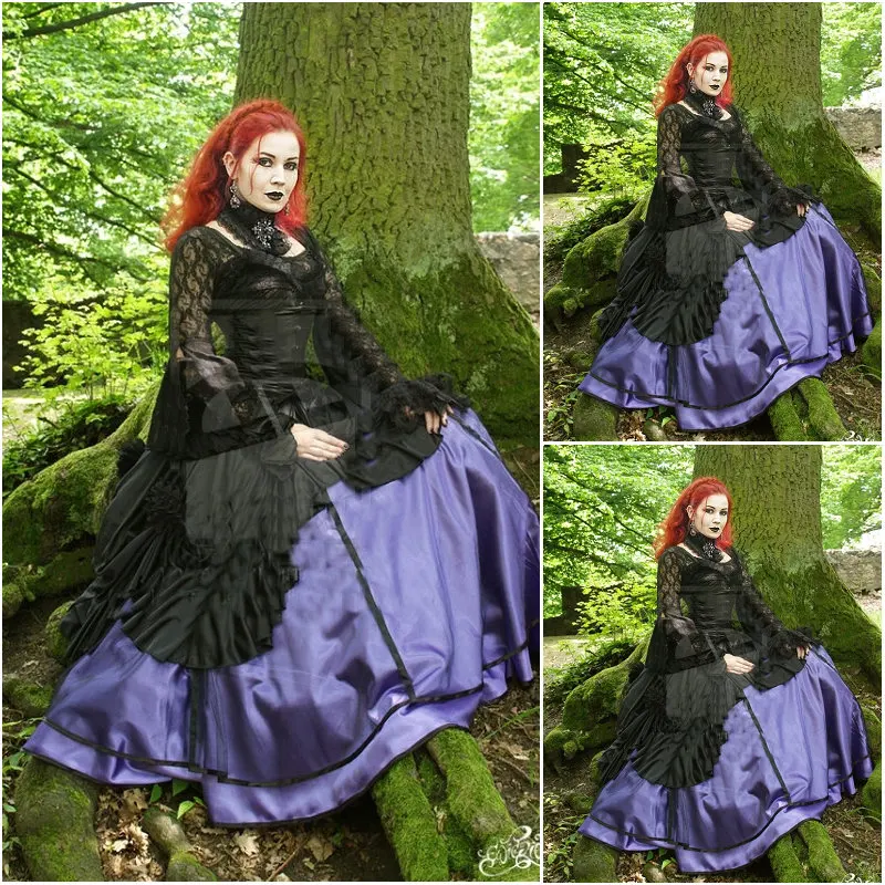 

HistoricalCustomer-made Black Halloween Dresses Gothic Cosplay Victorian dress Renaissance Dress Steampunk dress SZ US6-36 V-289