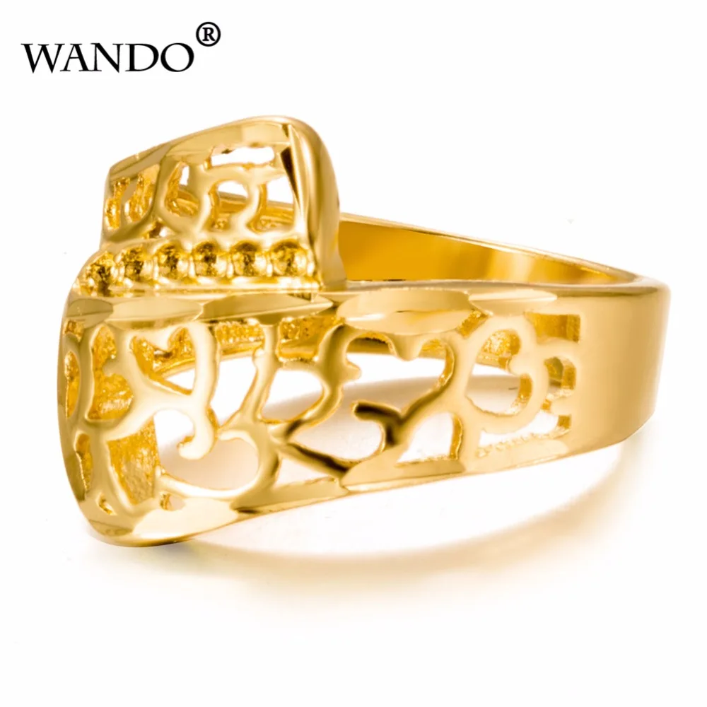Кольцо wando из Дубая золотого 24 к цвета мужское и женское кольцо на палец
