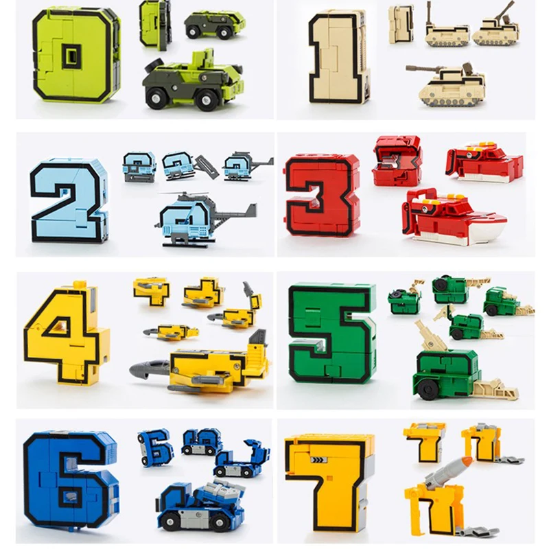Забавные сборные Обучающие товары дошкольное преобразование цифры роботы