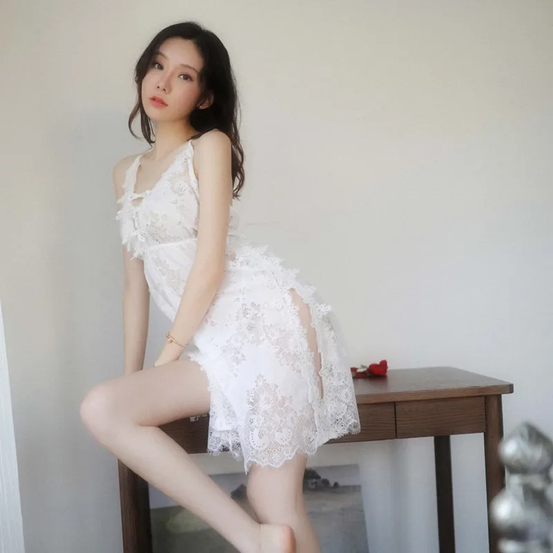 Сексуальная соблазнительная Пижама Дамская кружевная тонкая секция с открытой