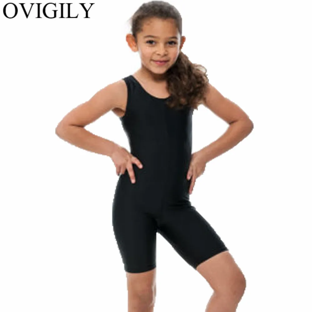 Женский гимнастический костюм OVIGILY черный короткий купальник из спандекса и