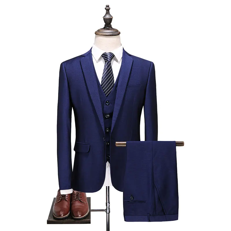 2019 spring High quality wool Slim Fit Men Suits Fashion classics suits Men's business wedding Suit (Jacket+Vest+Pants) | Мужская