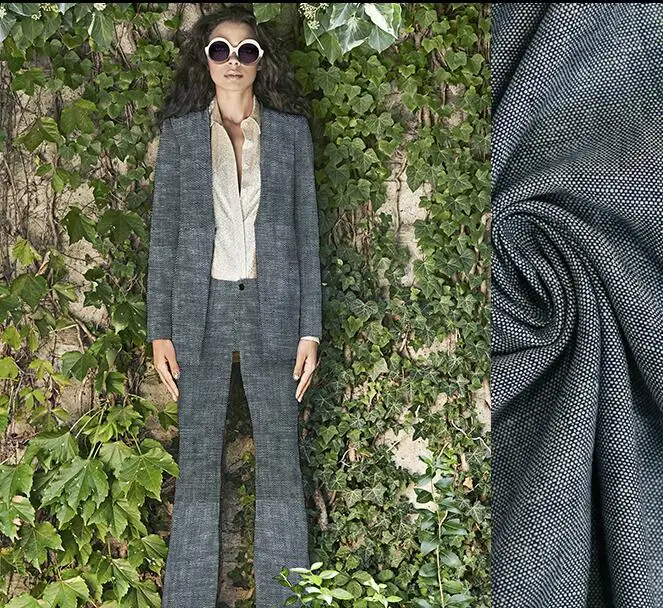 Летняя импортная джинсовая французская синяя хлопковая юбка пальто брюки ткань