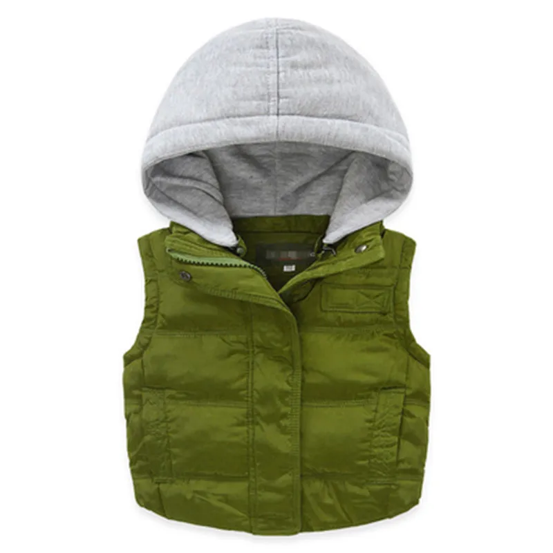 2016 Зимой Дети С Капюшоном толщиной Жилет мальчики Съемный hat Пальто Малыш Моды