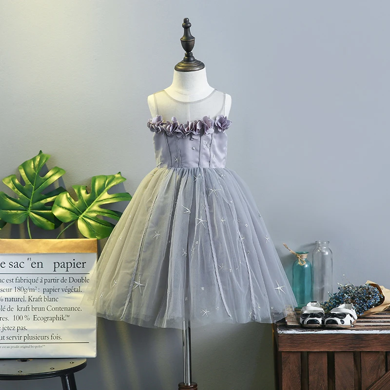 Girls Dress Bling Kids Clothing 2018 Summer Fashion Sleeveless Lace Tutu Star Princess Party EE-212 | Детская одежда и обувь