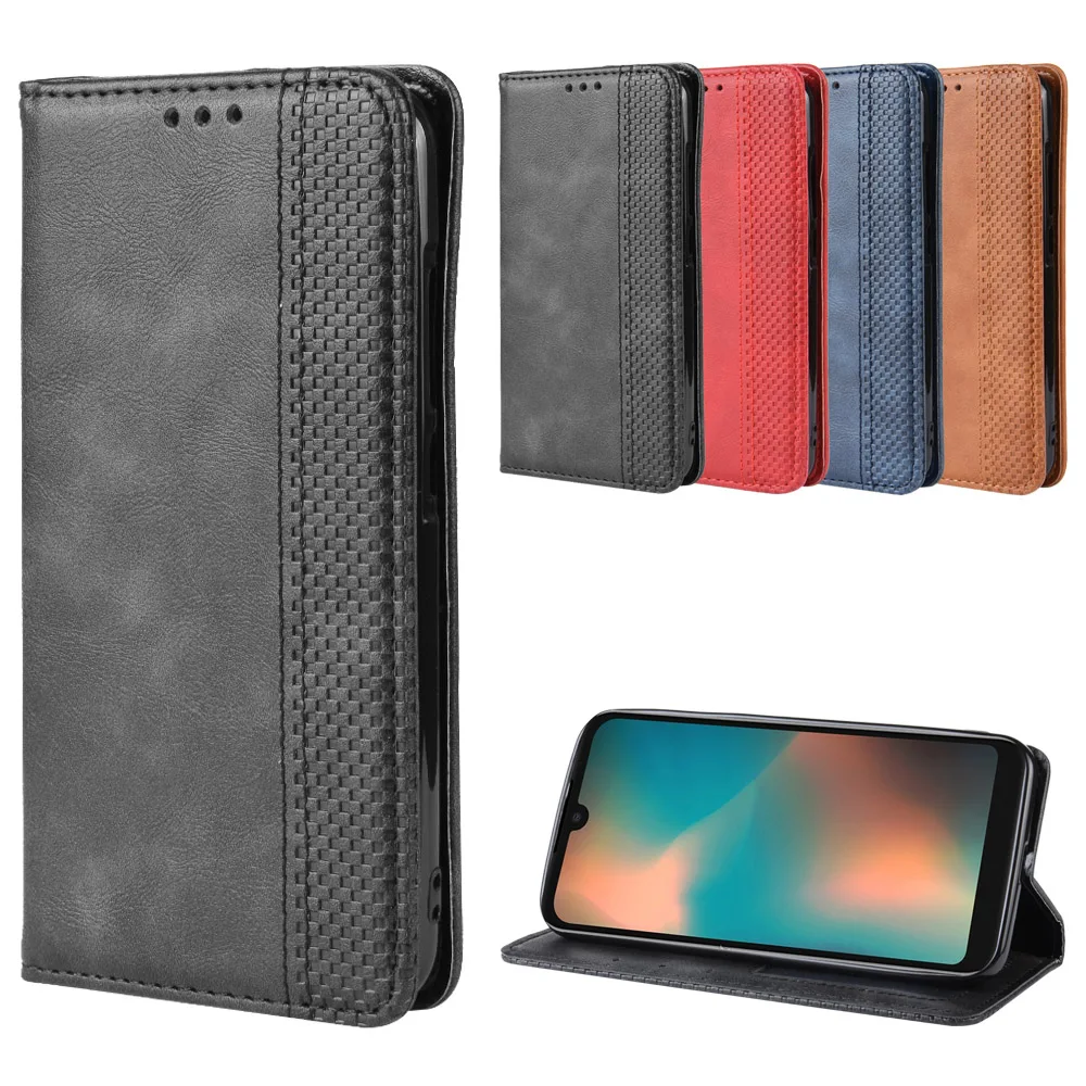 Кожаный чехол книжка для Motorola P40 Play винтажная задняя крышка телефона Moto P 40 с