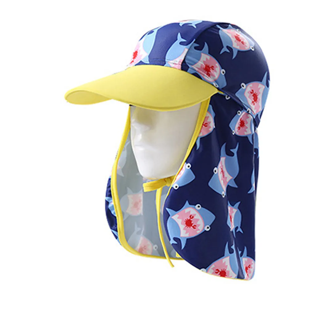 LONSANT Children sun hat Kids cartoon print baseball cap Outdoor Sports Hiking Vision UV protection neck cover Fishing | Детская одежда