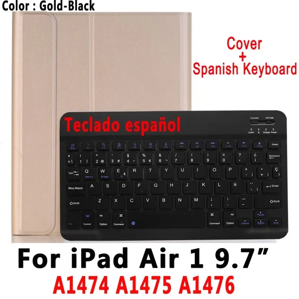 For iPad Air 1 Испанская клавиатура чехол для Apple iPad 9,7 6th 5th Generation Air/Air 2/Pro 9,7 A1822 A1823 A1954 A1566 A1673 держатель для карандашей - Цвет: For iPad Air 1