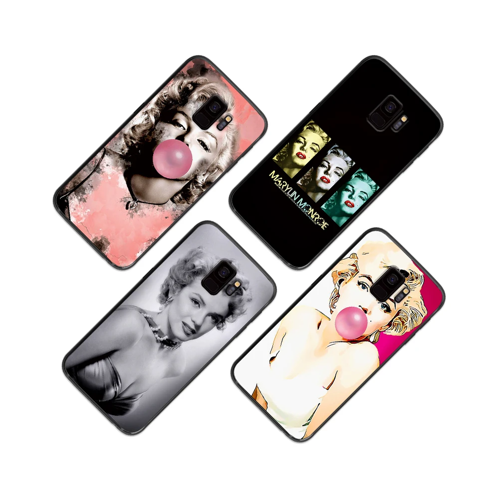 Мягкий чехол для Samsung Galaxy S6 S7 S8 S9 S10e Plus Note 8 9 с черно-белыми пузырьками Мэрилин