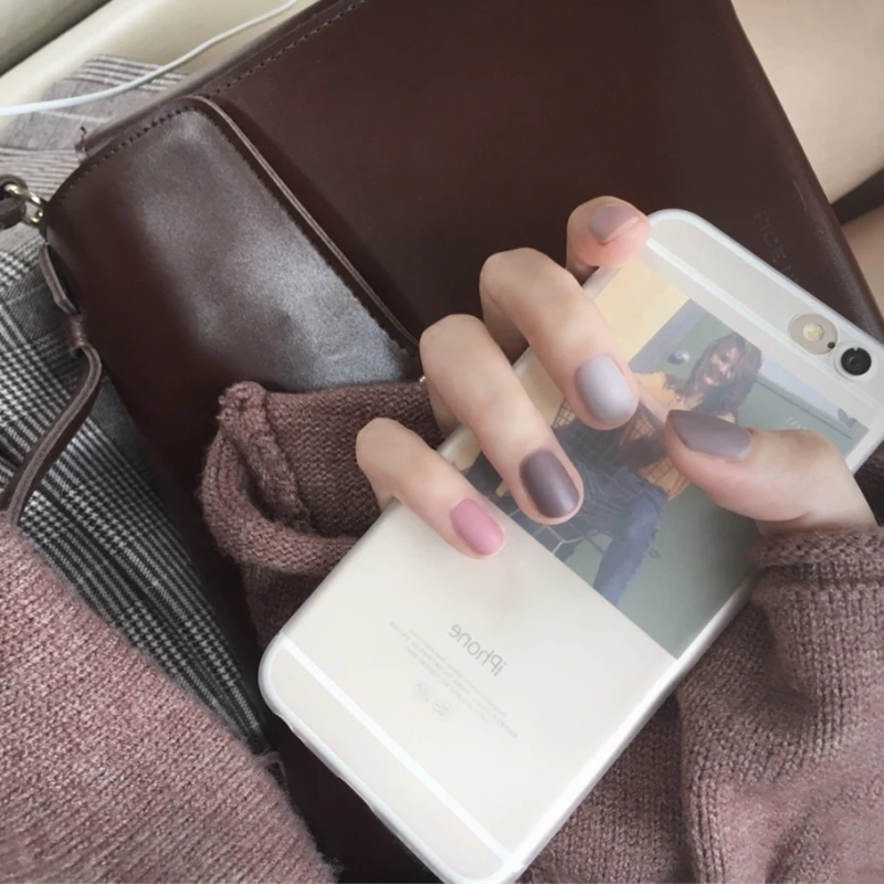 24 шт. матовые накладные ногти для невесты розовый кофейный и серый цвета | Красота