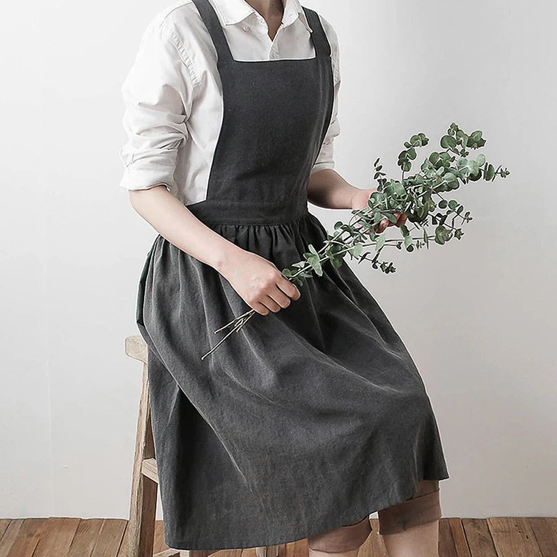 

Kitchen apron Cooking Kitchen Apron Simple Washed For Woman Men Chef Cotton Uniform Aprons Cooking Coffee Shop apron For Cooking