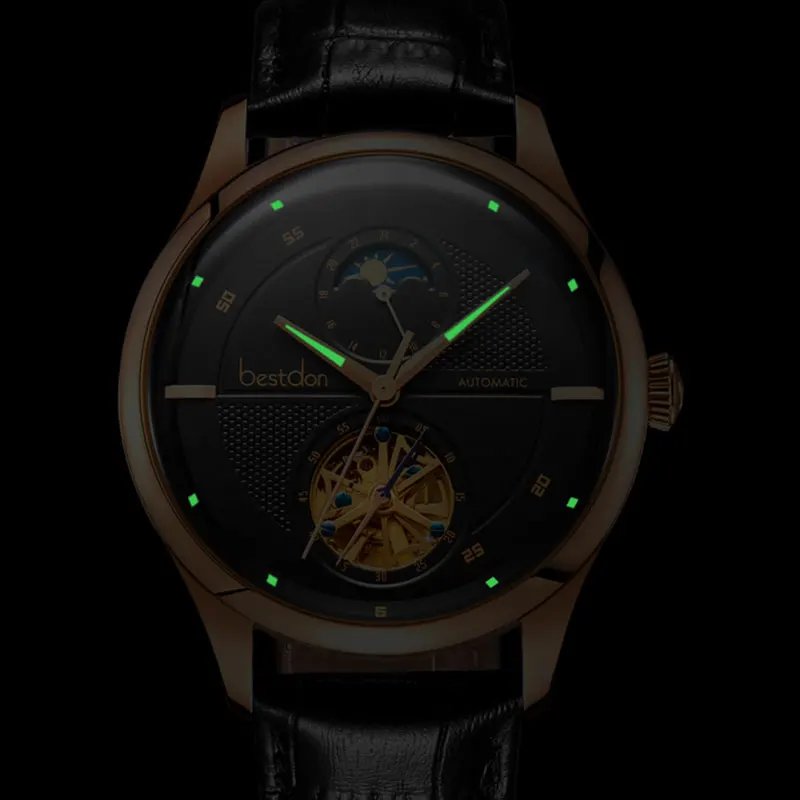 Мужские механические часы Bestdon Sapphire швейцарские роскошные брендовые Синие
