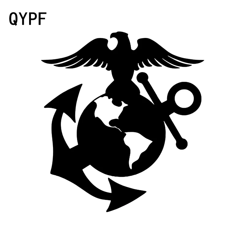 QYPF 13,5 см * 15 см интересный морской корпус, Орлан, глобус, якорь, военная виниловая магнитная наклейка для автомобиля