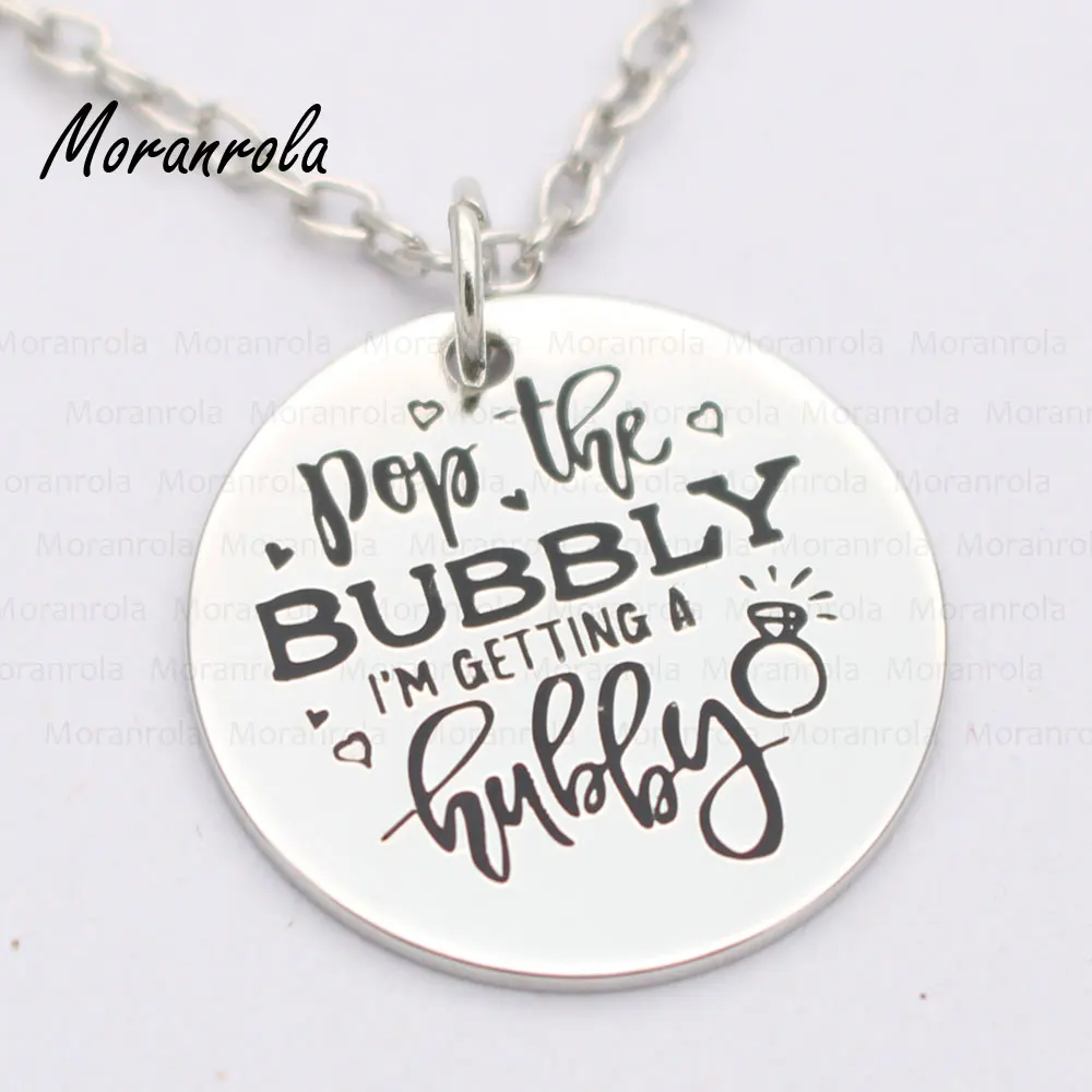 Новое поступление медное ожерелье брелок с надписью Pop The Bubbly I'm Get A Hubby