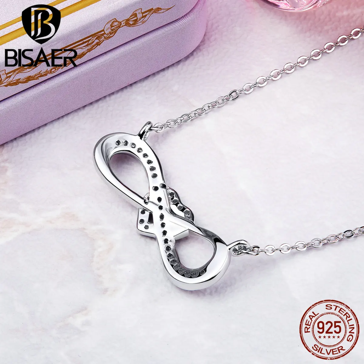 Подвеска бесконечность из серебра 925 пробы с сердечком|fashion jewelry|jewelry fashionfashion necklace