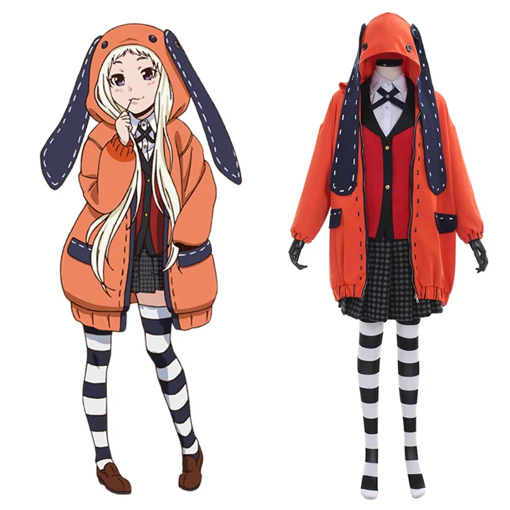 Хит аниме Kakegurui костюм для косплея милый кролик Хэллоуин женщин униформа Yomozuki Runa
