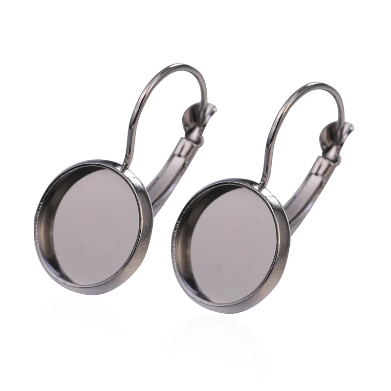 JUYA 10 шт./лот 12 мм крючки для сережек круглые Кабошоны Камея Пустые Базовые