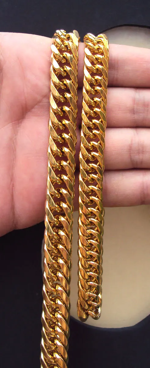 Мужской тяжелый Золотой GF кубинский звеньевой браслет цепочка ожерелье набор