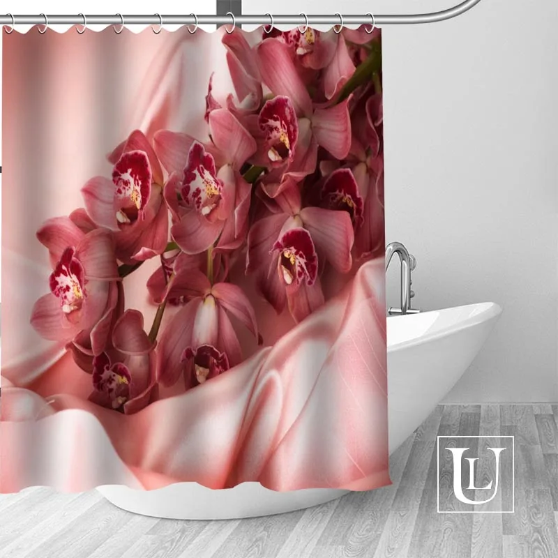 Shower Curtain Новое поступление на заказ Орхидея цветок занавеска для душа полиэфирная ткань занавески с крючками для ванной комнаты плесени устойчивый декор для ванной комнаты - Цвет: Shower Curtain