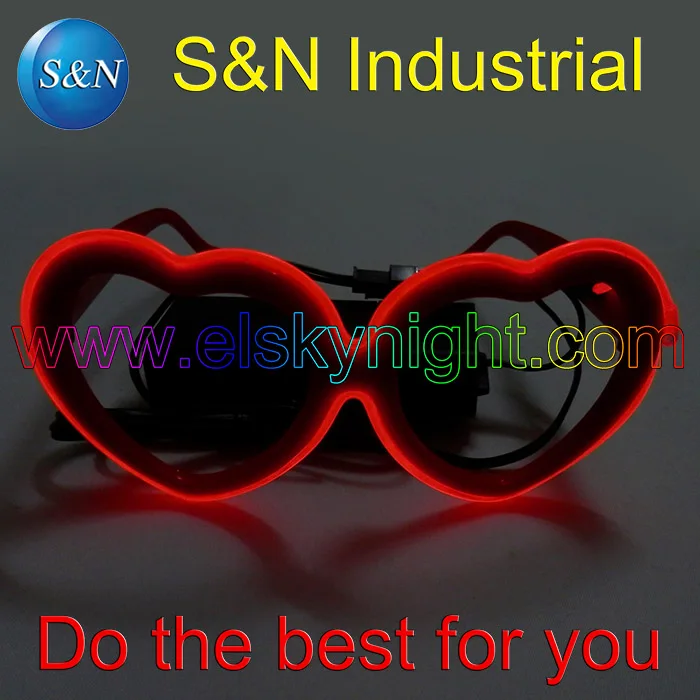 

Red heart-sharped shinning el wire glasses for (SHOW YOU MY LOVE),Party,Christmas,holiday free shipping