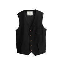 plus size suit vest linen cotton men casual vest retro waistcoat front pocket blazer vest man clothing