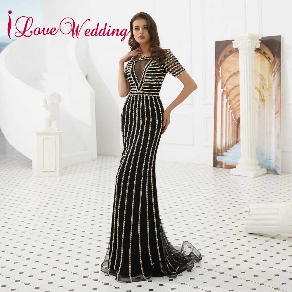 Новое поступление Роскошный вечернее платье с овальным воротником обувь