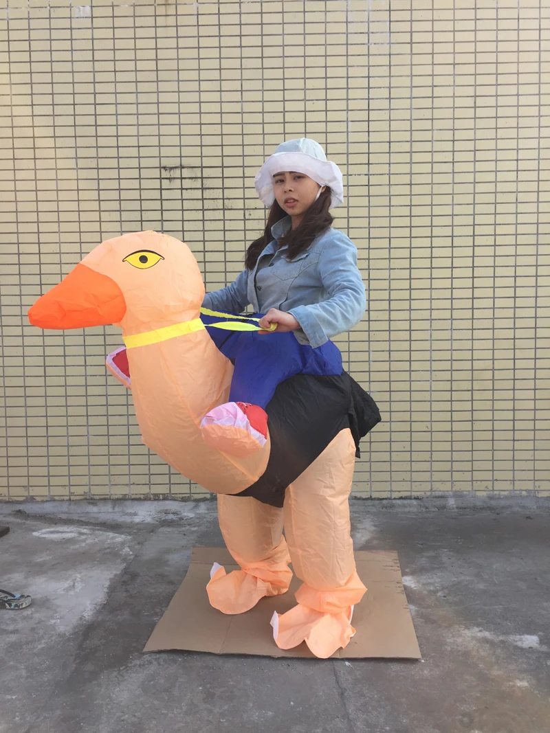 Мужской и Женский надувной костюм страуса розового цвета вечерние праздничные