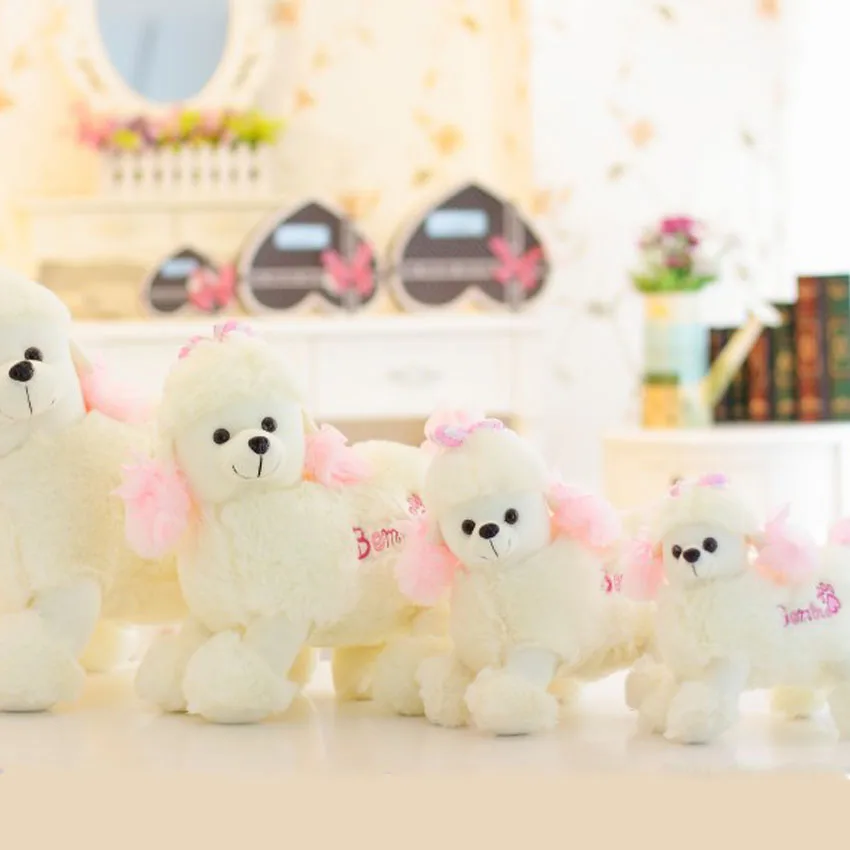 

New Hot Sale Stuffed Animal Poodle Dog Plush Toy Lovely Children' Presents Kids Fluffy Dolls Cute Gift White Stuffing wholesale