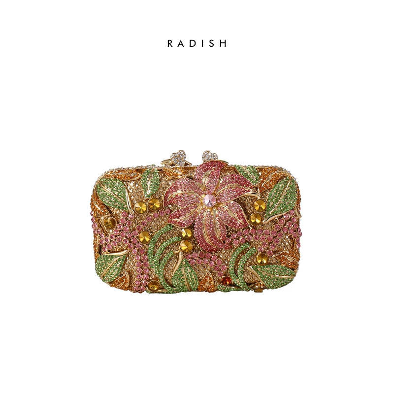 Редиска винтажные женские вечерние клатчи сумка аксессуары роза цветок кристалл