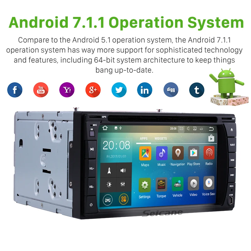 Seicane Android 7.1 6.2&quot 2Din Universal Car Radio For NISSAN TOYOTA Daihatsu TIIDA SUNNY RAV4 COROLLA YARI GPS Multimedia Player |