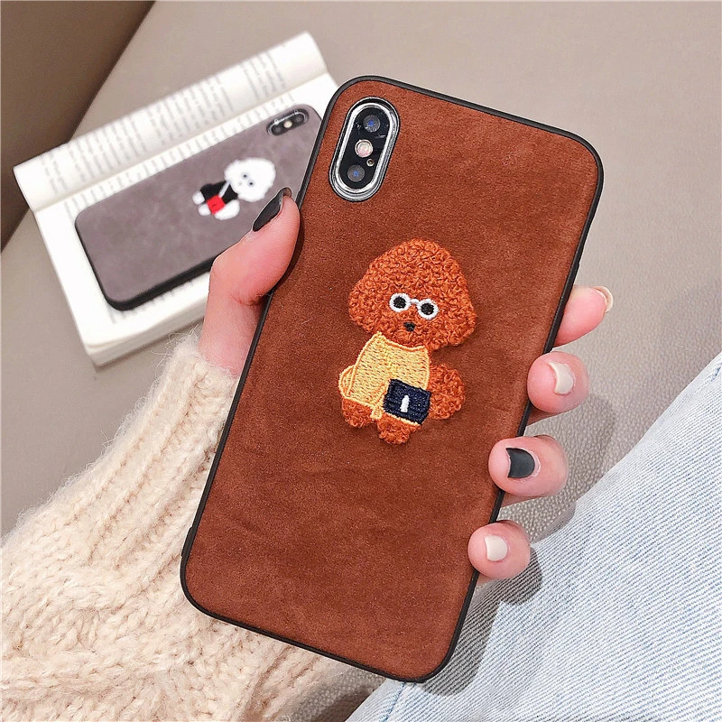 Чехол для телефона GlamPhoneCase с плюшевой вышивкой и рисунком собаки iphone XS Max XR 8 8plus 7