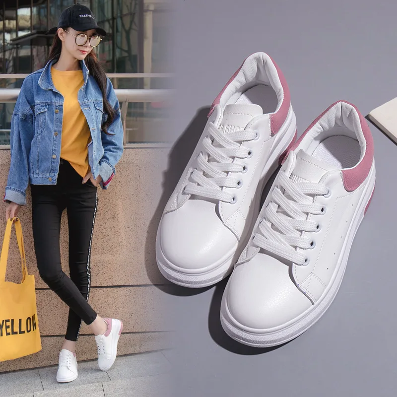 Женские кроссовки на шнурках белые дышащие 2019 | Обувь