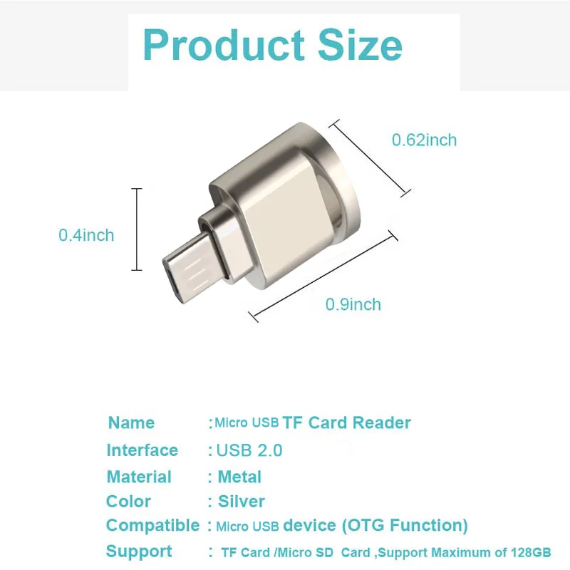 Micro usb 2 0 otg мини кардридер для телефонов адаптер алюминиевый micro SD/TF microsd - Фото №1