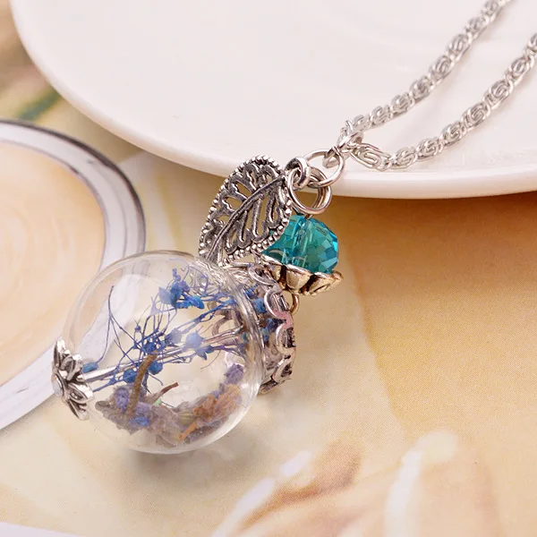 Ожерелье ручной работы из натурального сушеного стекла купольное ожерелье с