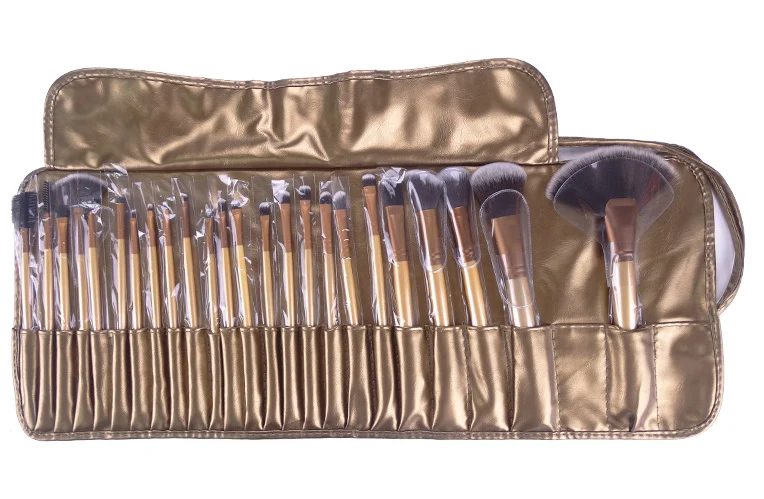 24pcs Gold 24 шт./компл. кисти для макияжа набор кистей для макияжа с деревянной основа, тени для глаз, подводка для губ косметические высокое качество высокого качества синтетические волосы Профессиональная щетка для волос - Handle Color: 24pcs Gold
