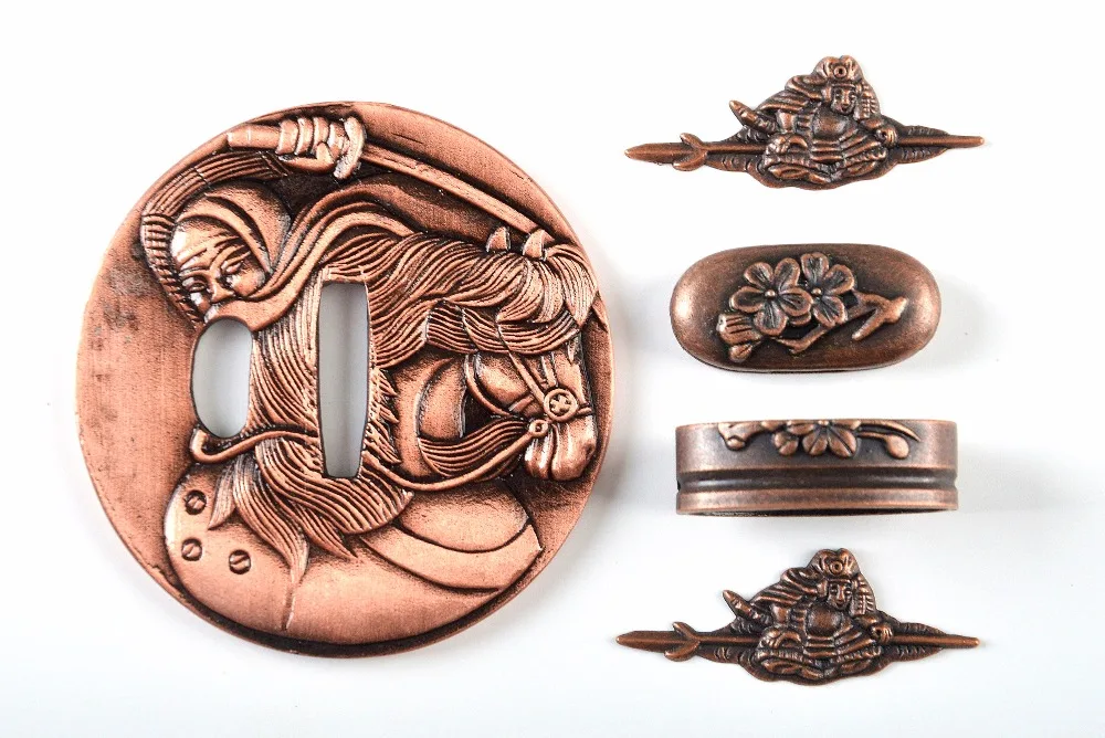 Набор отличных металлических поделок аксессуары для мечей Tsuba menumi Fuchi Kashira из