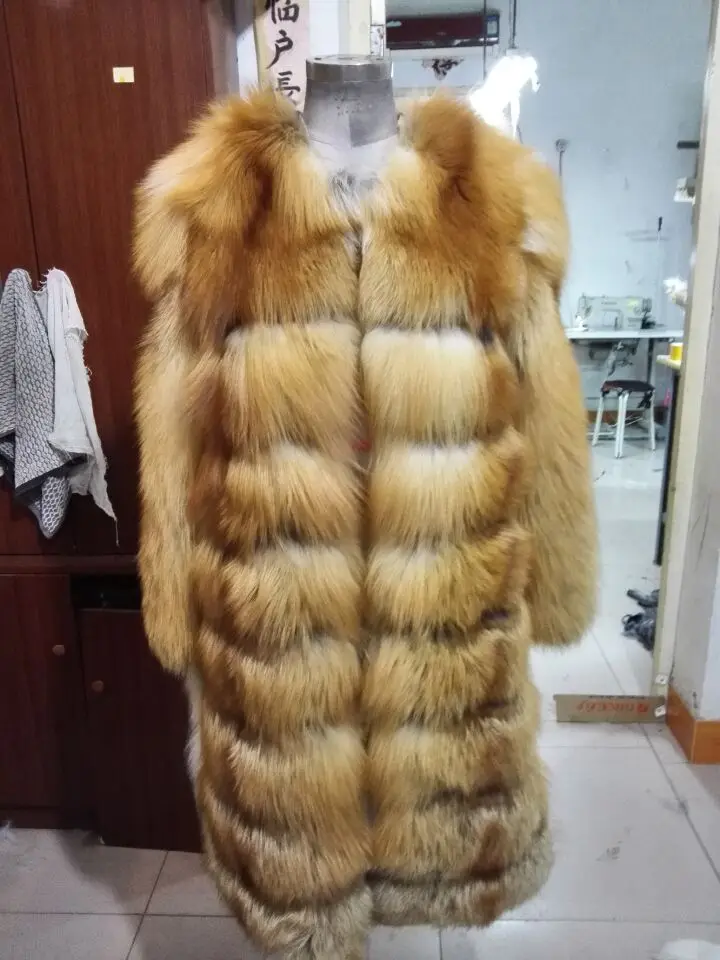Лидер продаж, Женское пальто из натурального меха лисы, зимняя куртка, настоящее длинное пальто из натурального меха лисы, лучшее качество, BF-C0452-1