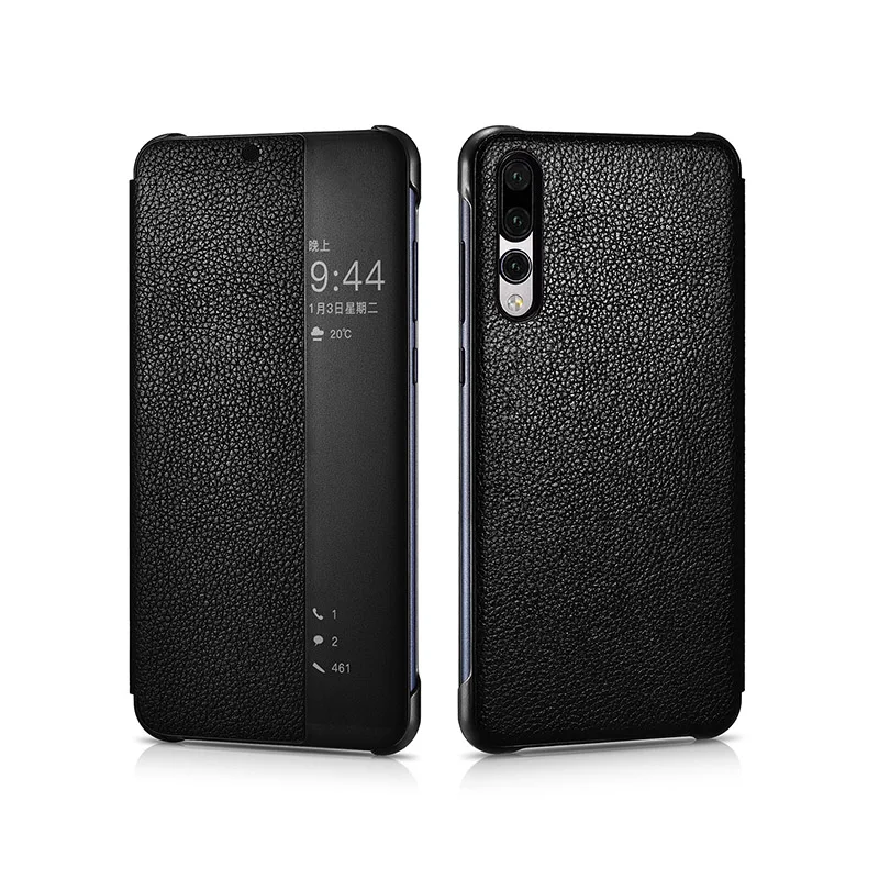 Black XOOMZ для huawei P20 Pro Чехол роскошные из натуральной кожи жесткий Пластик Smart View Флип Чехол Для Телефона huawei P20 pro Smart Case - Цвет: Black
